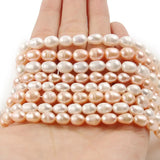 Pink Freshwater Pearls Beads Loose Oval Shape for DIY Necklace 15inch