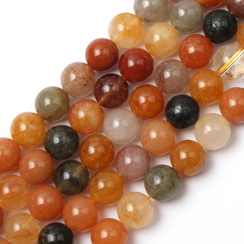 AA Natural Rutilated Quartz Hair Crystal Stone Beads 15 Inches