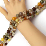 AA Natural Rutilated Quartz Hair Crystal Stone Beads 15 Inches