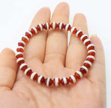 6mm Red Line Agate Bracelet 7.5inch Natural Beads