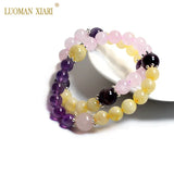 AAA Natural Stone Beads Bracelet - Rose Quartzs, Amethysts, Citrines