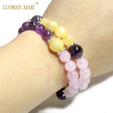 AAA Natural Stone Beads Bracelet - Rose Quartzs, Amethysts, Citrines