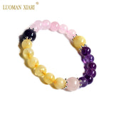 AAA Natural Stone Beads Bracelet - Rose Quartzs, Amethysts, Citrines