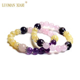 AAA Natural Stone Beads Bracelet - Rose Quartzs, Amethysts, Citrines