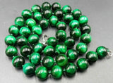 10mm Green Tiger's Eye Round Beads Necklace 18inch