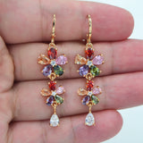 AAA+ CZ Multicolor Flower Dangle Earrings for Women