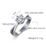 CZ Rings Set Stainless Steel Wedding Jewelry