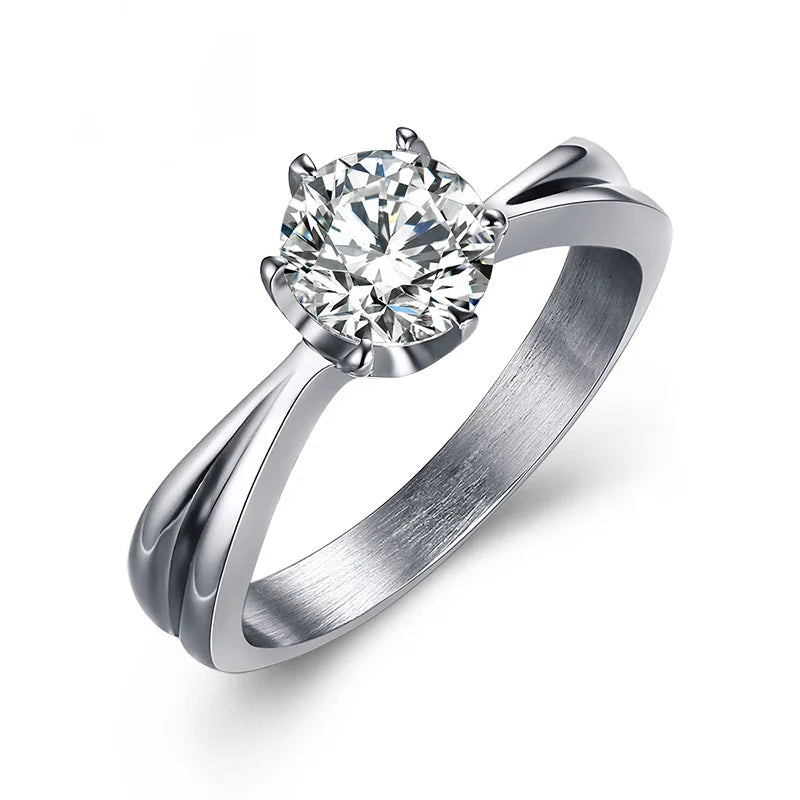CZ Rings Set Stainless Steel Wedding Jewelry