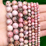 AAA Argentina Rhodochrosite Round Loose Beads DIY Jewelry Bracelet 7.5''