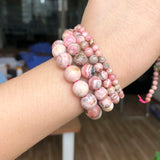 AAA Argentina Rhodochrosite Round Loose Beads DIY Jewelry Bracelet 7.5''
