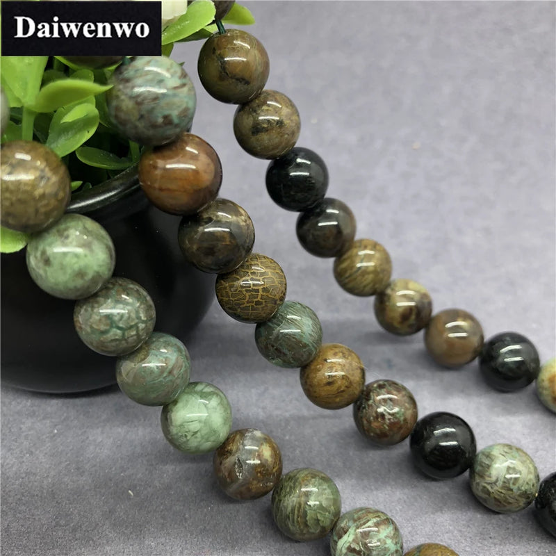 Natural Snake Skin Stone Gem 6/8/10mm Round Beads for DIY Jewelry