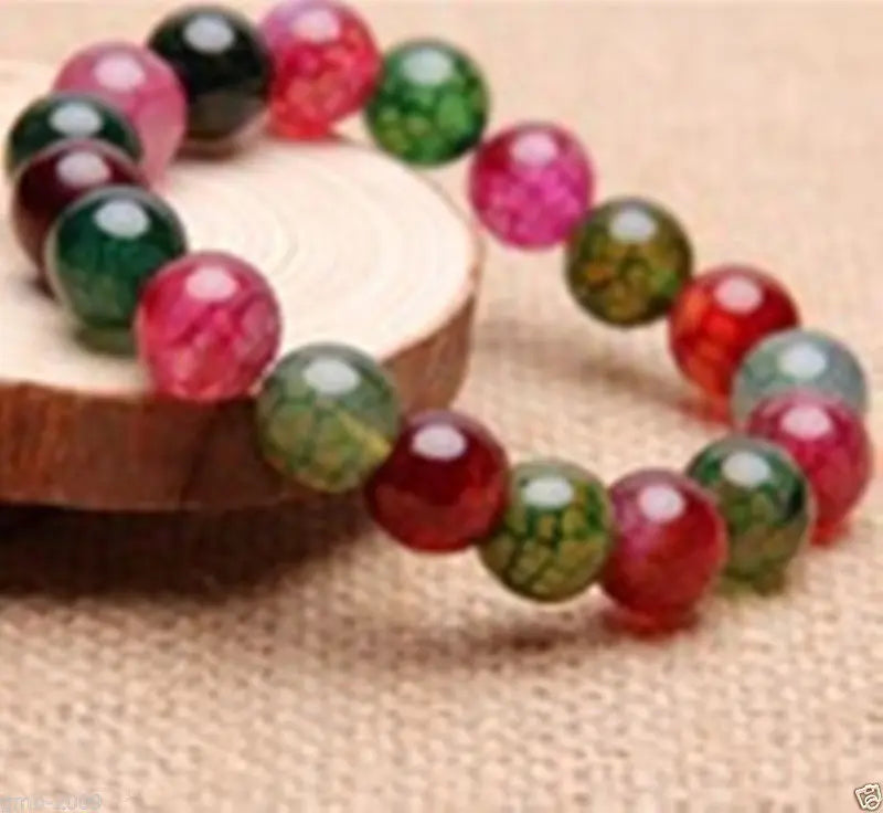 Natural Multicolor Dragon Veins Agate 10mm Round Stretchy Bracelet