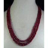 AAA Ruby Faceted Beads Necklace 3 Strand 17-19inch
