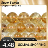 Natural Citrines Stone Beads Yellow Quartz Crystal for Jewelry Making