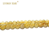 Natural Rutilated Quartz Round Stone Beads 15''