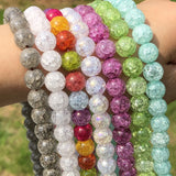 Natural Snow Cracked Quartz Glass Beads Round Spacer for Jewelry Making