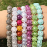 Natural Snow Cracked Quartz Glass Beads Round Spacer for Jewelry Making