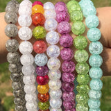 Natural Snow Cracked Quartz Glass Beads Round Spacer for Jewelry Making