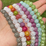 Natural Snow Cracked Quartz Glass Beads Round Spacer for Jewelry Making