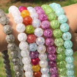 Natural Snow Cracked Quartz Glass Beads Round Spacer for Jewelry Making