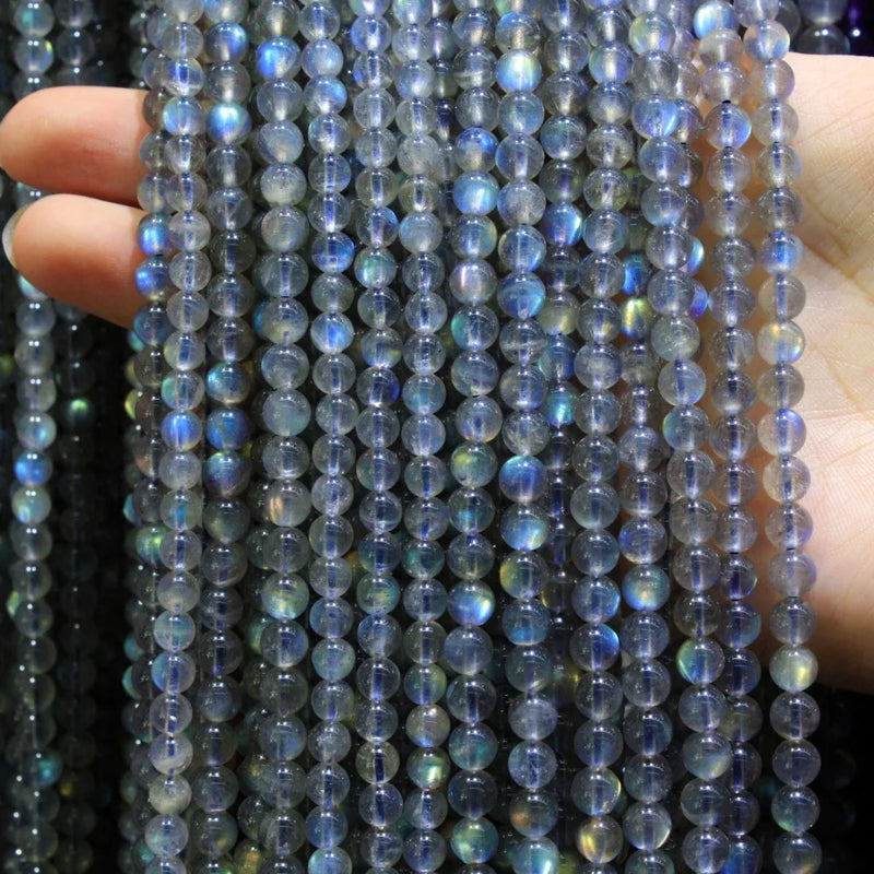 Top Grey Moonstone Labradorstein Beads 4/6/7 mm Strand 15.5''