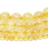 Natural Yellow Citrine Gemstone Beads Round Loose Beads 15''