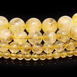 Natural Yellow Citrine Gemstone Beads Round Loose Beads 15''