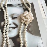 AAA Pearl Layered Necklace with Camellia Flower DIY