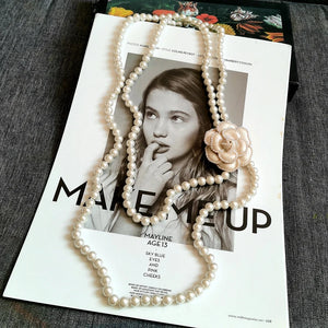 AAA Pearl Layered Necklace with Camellia Flower DIY