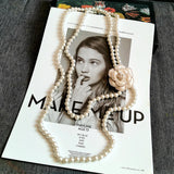 AAA Pearl Layered Necklace with Camellia Flower DIY