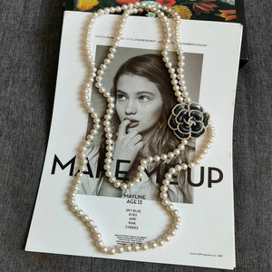 AAA Pearl Layered Necklace with Camellia Flower DIY
