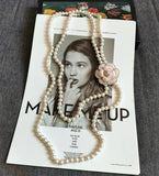 AAA Pearl Layered Necklace with Camellia Flower DIY
