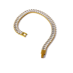 AAA Rectangle Zircon Chain Bracelet for Women Fine Jewelry Kpop