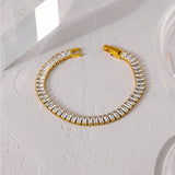 AAA Rectangle Zircon Chain Bracelet for Women Fine Jewelry Kpop