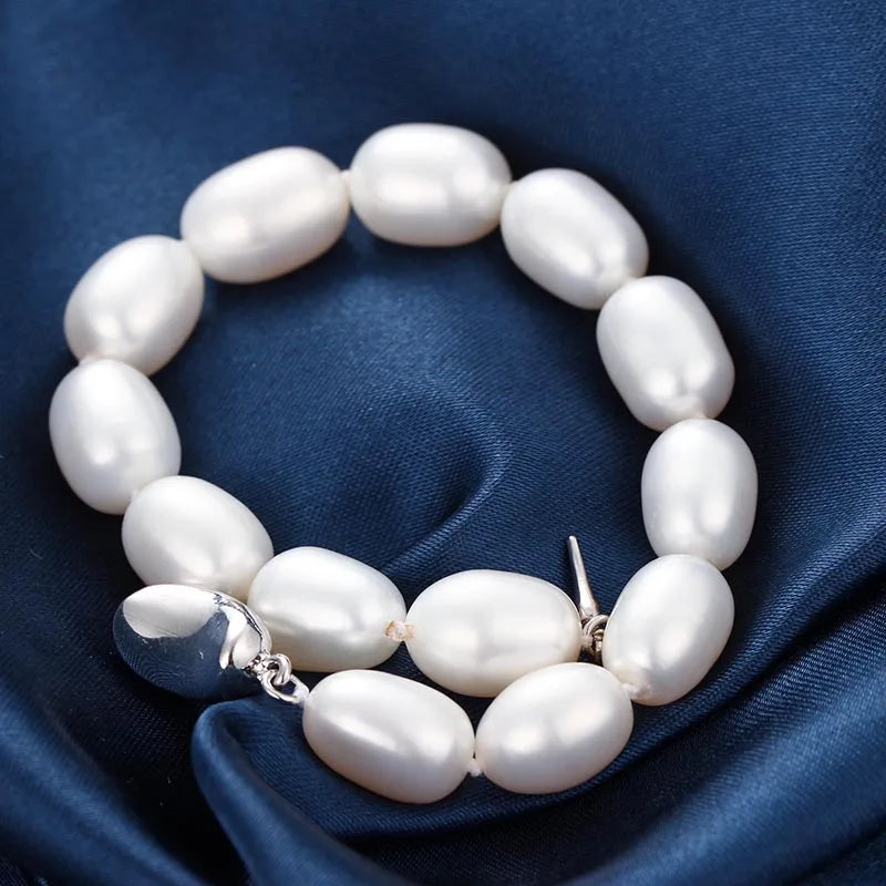 8-9mm Freshwater Water Drop Pearl Bracelet Women's Fine Jewelry