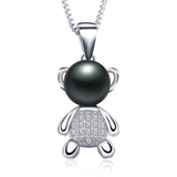 Sterling Silver Freshwater Pearl Bear Pendant Necklace