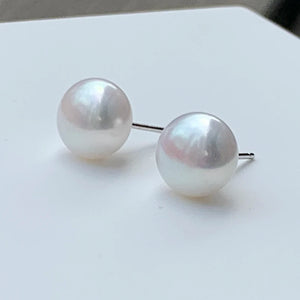 Akoya Natural Pearl Stud Round Beads Bright Jewelry 7-8mm