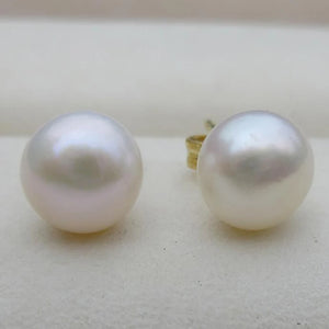 Akoya Natural Pearl Stud Round Beads Bright Jewelry 7-8mm