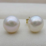Akoya Natural Pearl Stud Round Beads Bright Jewelry 7-8mm