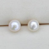 Akoya Natural Pearl Stud Round Beads Bright Jewelry 7-8mm