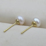 Akoya Natural Pearl Stud Round Beads Bright Jewelry 7-8mm