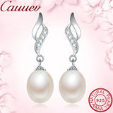 High Natural Pearl Long Drop Earrings 925 Sterling Silver Women Jewelry 5 Colors