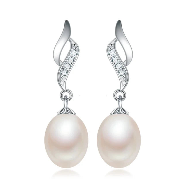 High Natural Pearl Long Drop Earrings 925 Sterling Silver Women Jewelry 5 Colors