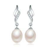 High Natural Pearl Long Drop Earrings 925 Sterling Silver Women Jewelry 5 Colors