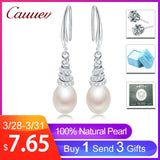 Freshwater Pearl Stud Earrings Zircon 925 Sterling Silver Jewelry