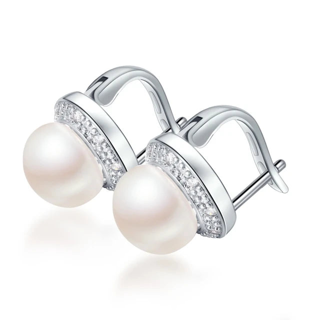 Natural Freshwater Pearl Stud Earrings 925 Sterling Silver Jewelry