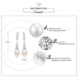 Freshwater Pearl Stud Earrings Zircon 925 Sterling Silver Jewelry