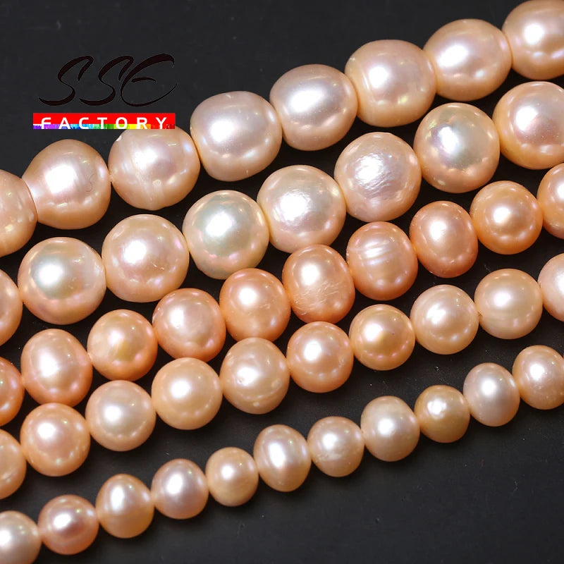 100% Real Freshwater Pearl Beads Nearly Round Shape