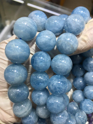 Natural Stone Aquamarine Bracelet Round Beads 8mm 10mm12mm