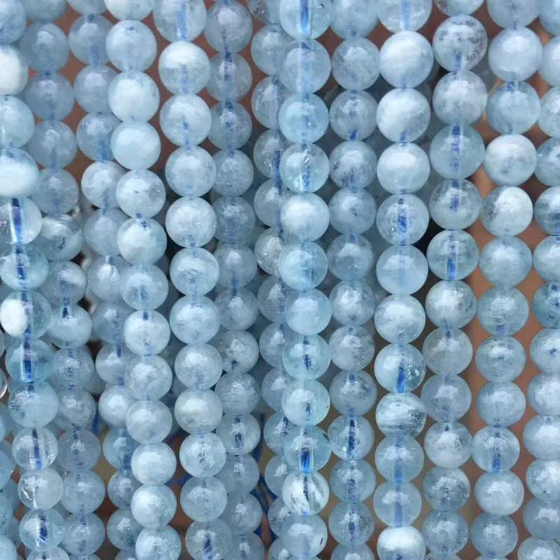 Natural Aquamarine Loose Beads 6 8 10 12mm DIY Accessory Gemstone